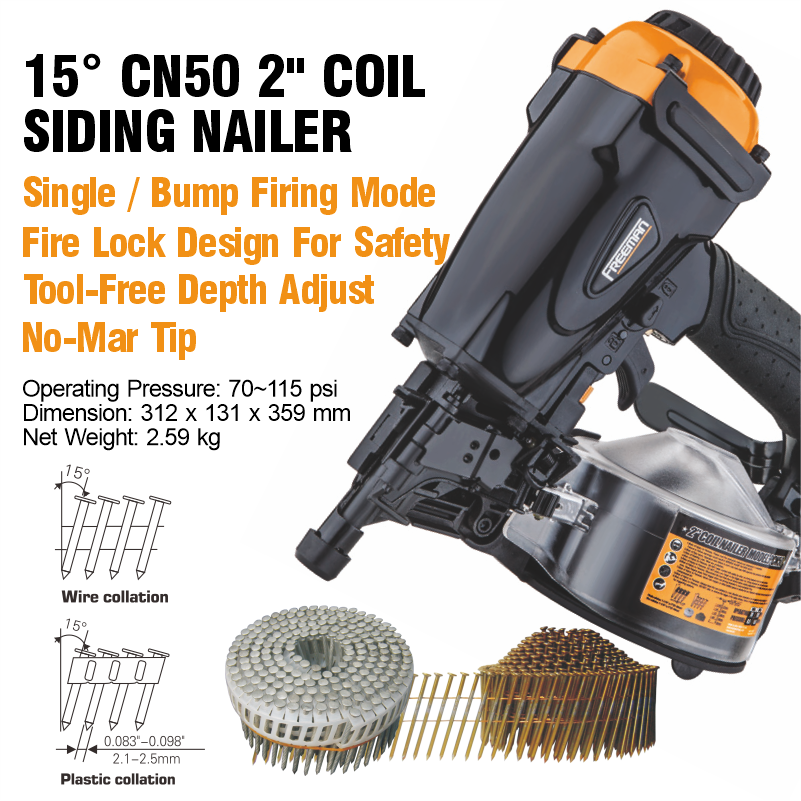 XRKC50 2 Inch Pneumatic Coil Siding Nailer