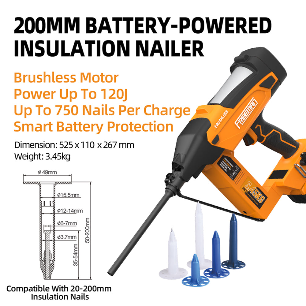 LABW200P 200mm Smart Brushless Cordless Insulation Nailer
