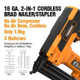 LD329032 2 In 1 18 Gauge 1 1/4 Inch Cordless Brad Nailer & Stapler