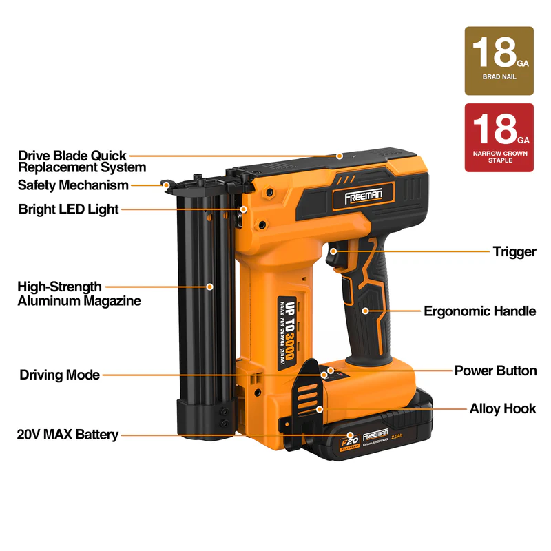 LD329032 2-In-1 18 Gauge 32MM Cordless Brad Nailer And 90 Series Stapler