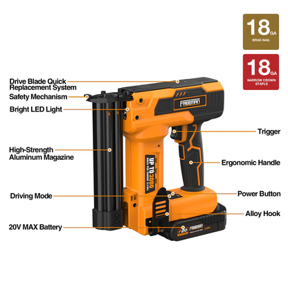 LD329032 2-In-1 18 Gauge 32MM Cordless Brad Nailer And 90 Series Stapler