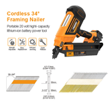 LD3490 30-34 Degree 3 1/2 Inch 20V Brushless Cordless Framing Nailer
