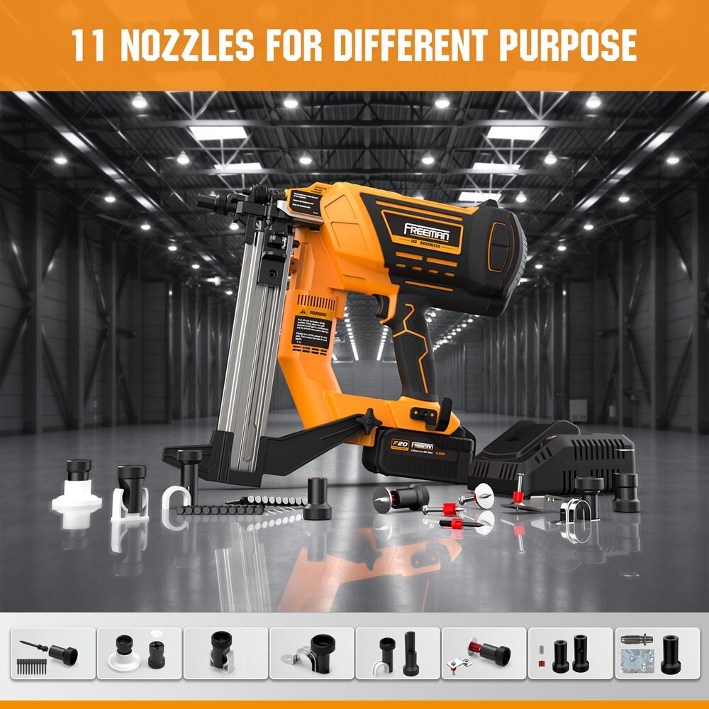 LD40 20V Lithium-Ion Battery Powered Brushless Cordless 1 5/8 Inch 40MM Concrete Nail Gun