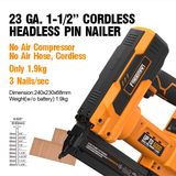 LD635 23 Gauge 35MM 20V Cordless Headless Pin Nailer