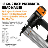 XAKC50 18 Gauge 50MM Pneumatic Brad Nailer with Quick Jam Release